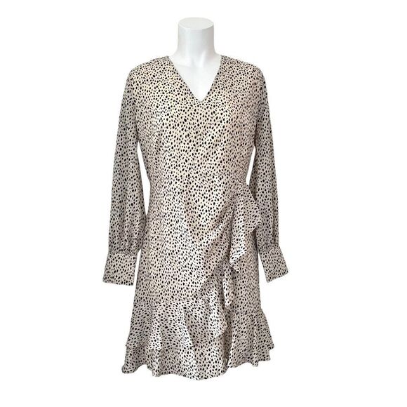 Halogen Black Speckles Ruffle Mini Dress size Medium - Picture 1 of 8